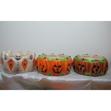 Tigela de abóbora cerâmica para o Halloween